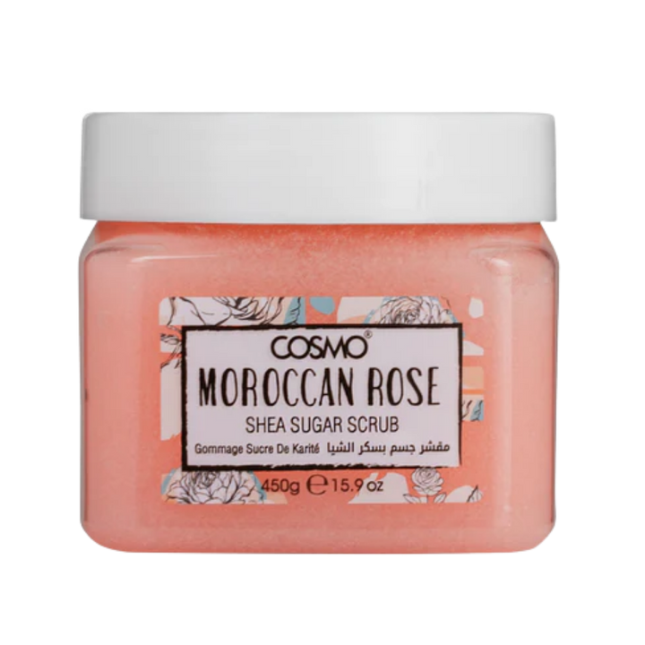 Cosmo Moroccan rose shea sugar scrub - 450g | كوزمو مقشر الجسم بالسكر و الشيا و رائحة الورد المغربي - 450 غرام