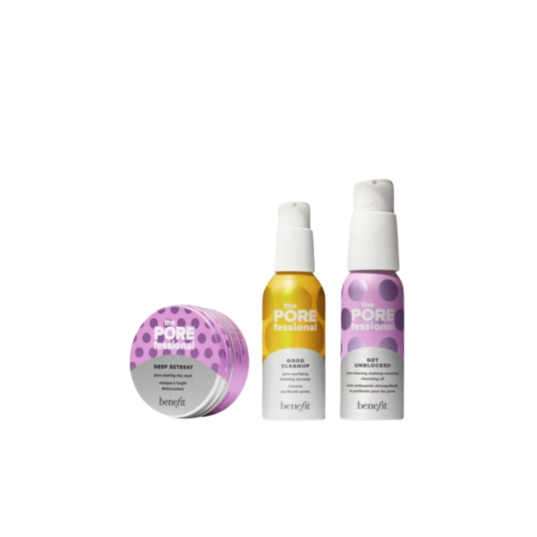 BENEFIT The Clear Necessities Mini Pores Cleansers & Mask - 3 pieces | بنفت المجموعة المصغرة لتنظيف المسلم - 3 قطع