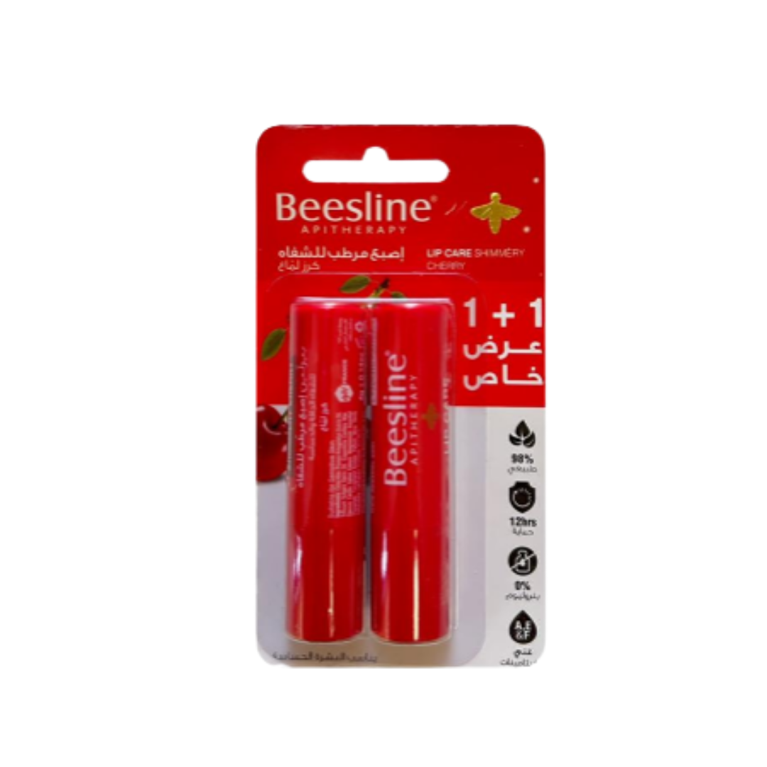 Beesline Lip Care Shimmery Cherry 1+1 Free - 4g |بيزلين مرطب شفاه بالكرز 1+1 مجانًا - 4 غرام