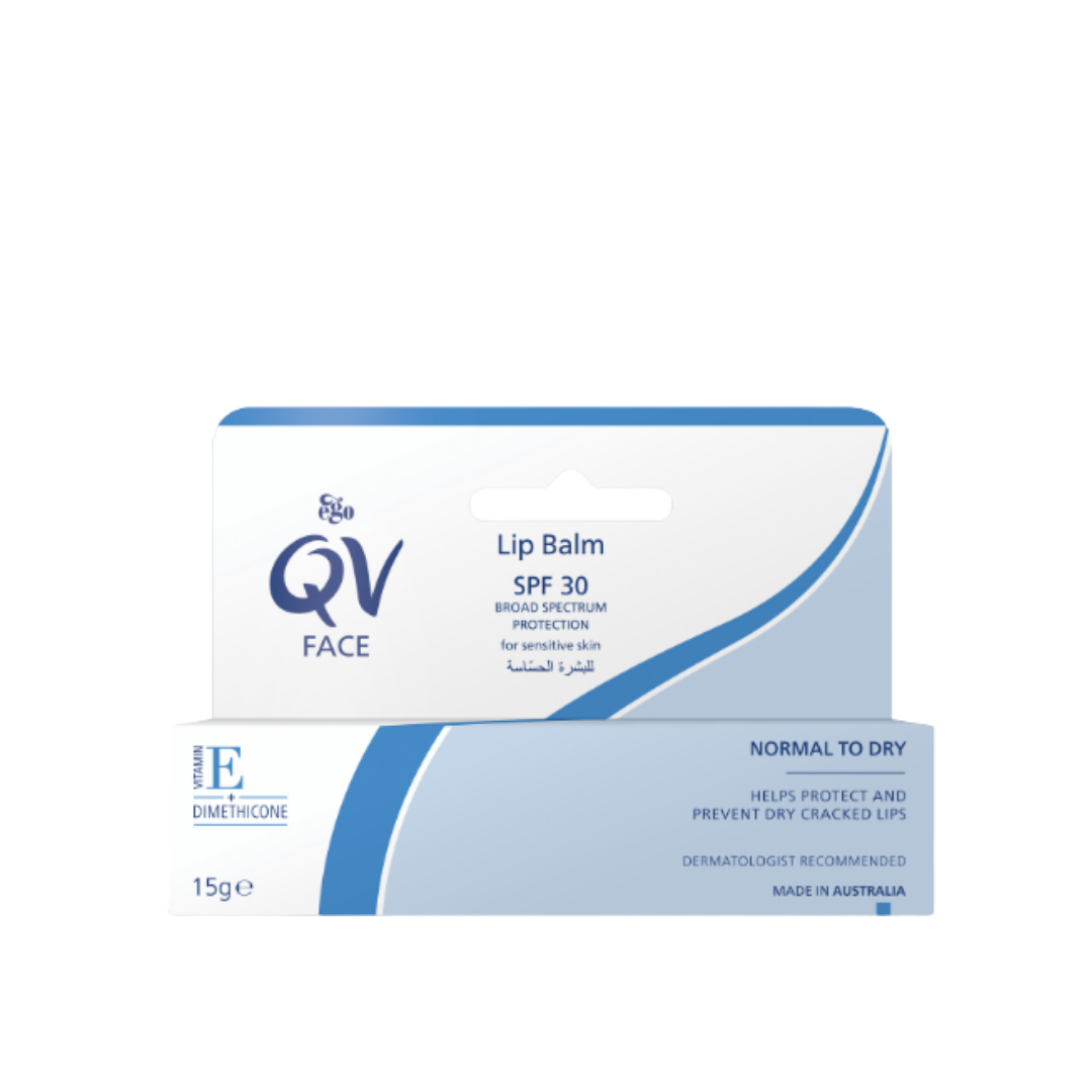 QV Lip Balm with SPF 30 - 15g | كيو في مرطب شفاه مع عامل حماية من الشمس spf30 - 15 غرام