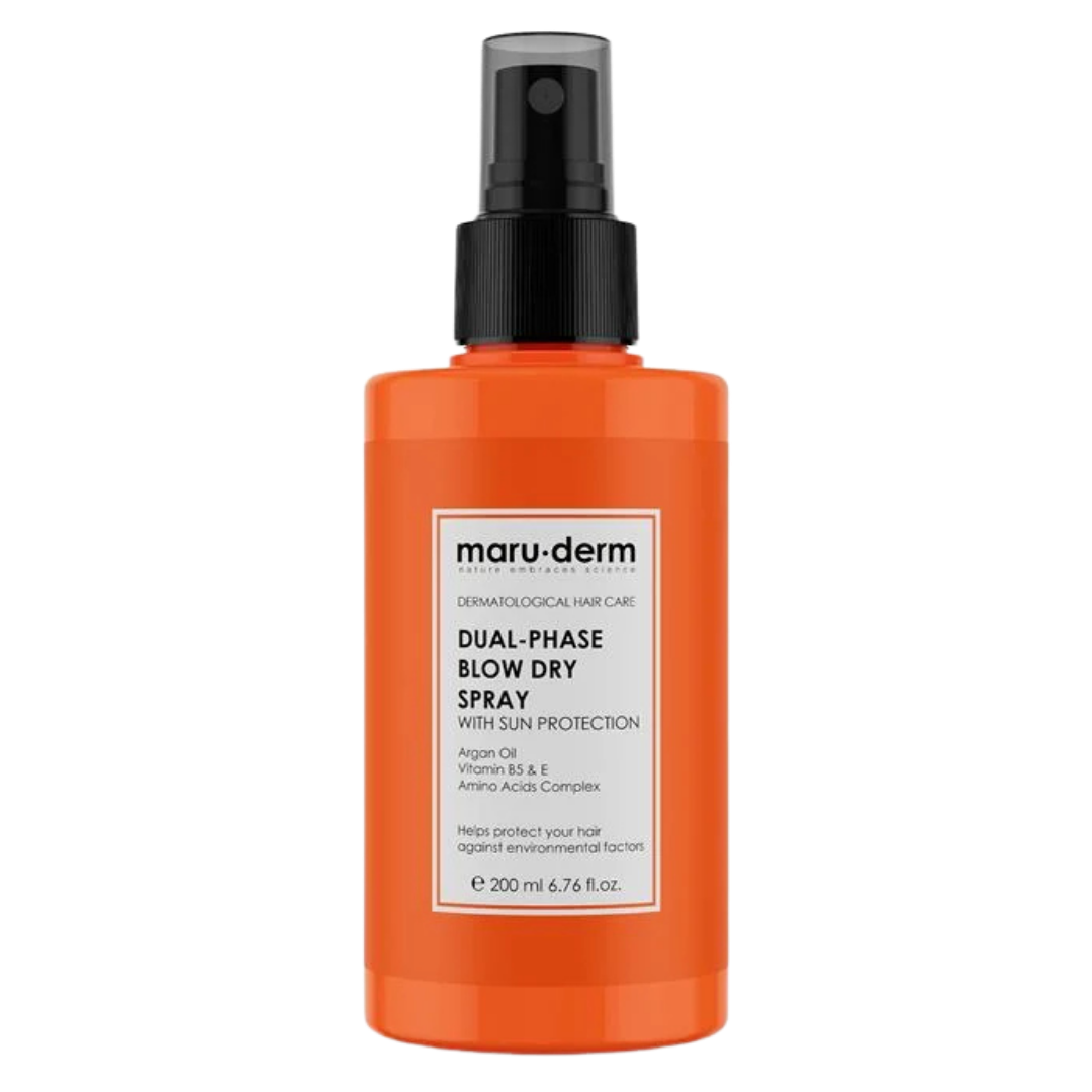 maru.derm Dual-Phase Bolw Dry Spray - 200ml | مارو.ديرم بخاخ ثتائي الطور لحماية الشعر من الحرارة - 200 مل