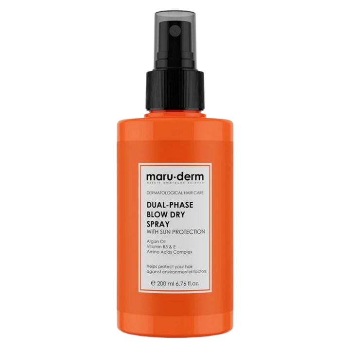 maru.derm Dual-Phase Bolw Dry Spray - 200ml | مارو.ديرم بخاخ ثتائي الطور لحماية الشعر من الحرارة - 200 مل