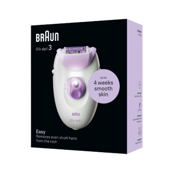 BRAUN Silk Epil 3 Easy Removes Even Short Hairs From The Root | براون سيلك إبيل 3 لإزالة الشعر