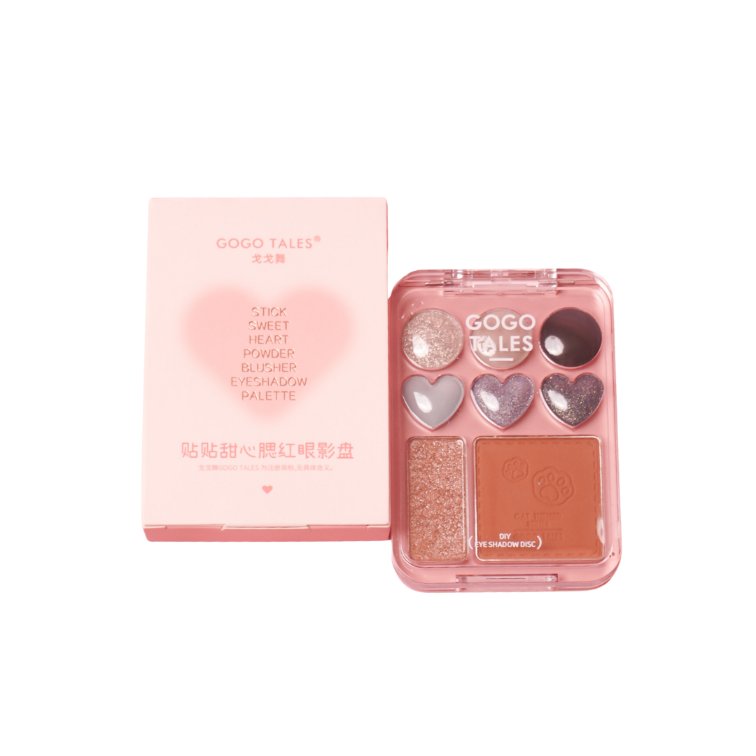 GOGO TALES Tales Stick Sweet Heart Powder Blusher Eyeshadow Palette  - 9.5g | جوجو تاليس باليت اي شادو وبلاش - 9.5 غ