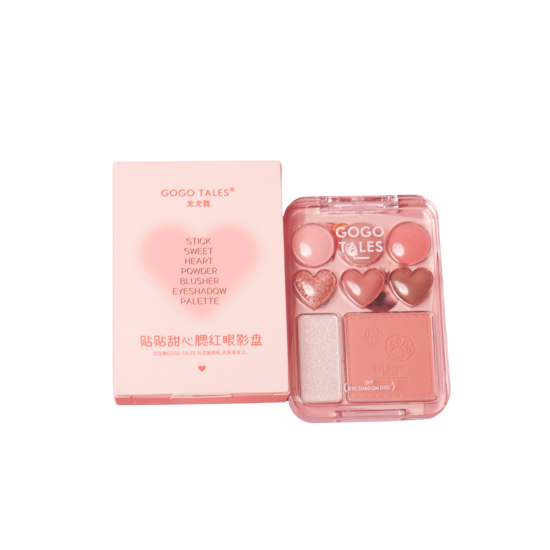 GOGO TALES Tales Stick Sweet Heart Powder Blusher Eyeshadow Palette  - 9.5g | جوجو تاليس باليت اي شادو وبلاش - 9.5 غ
