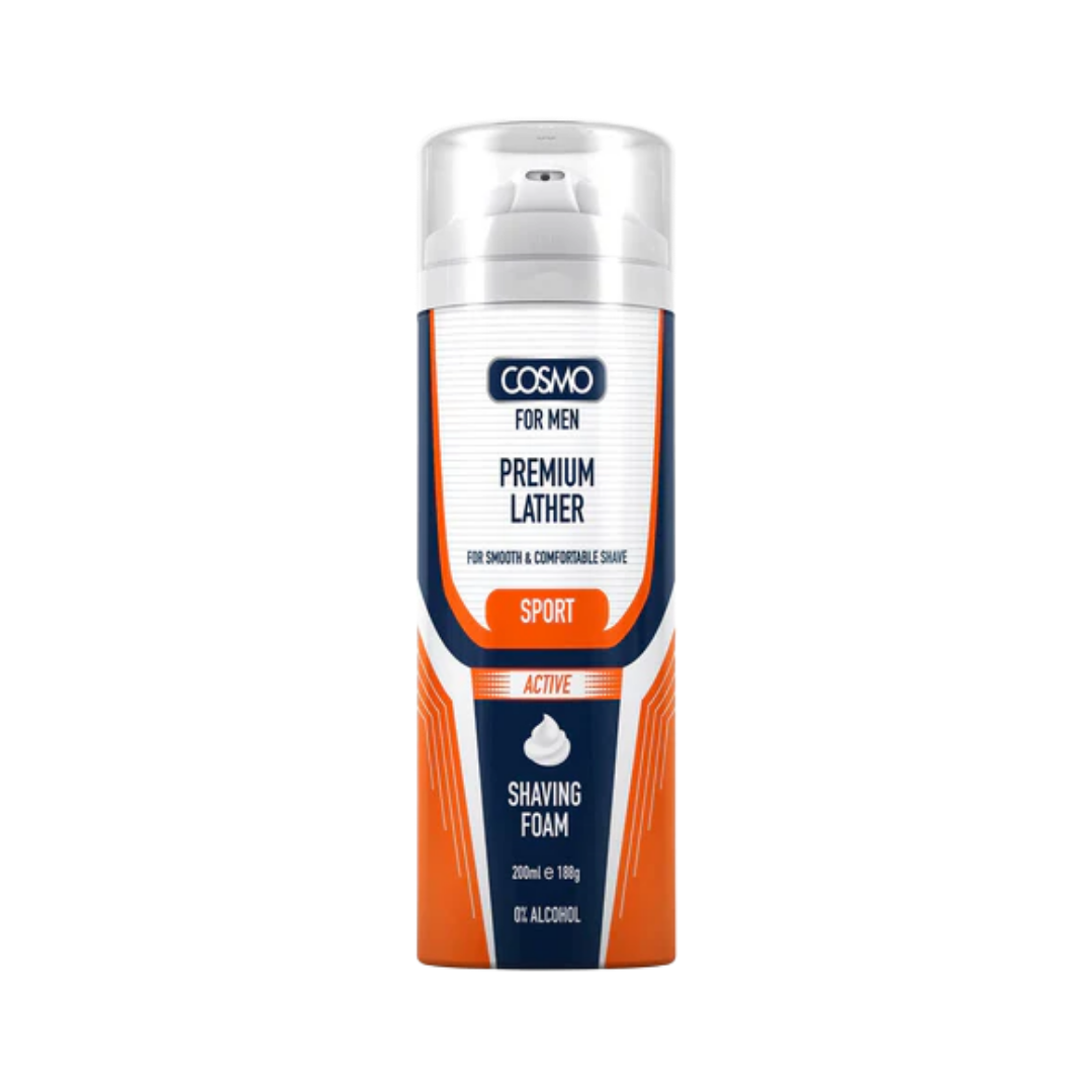 Cosmo For Men Premium Lather Sport Shaving Foam 200ml | كوسمو للرجال – رغوة حلاقة رياضية فاخرة 200 مل