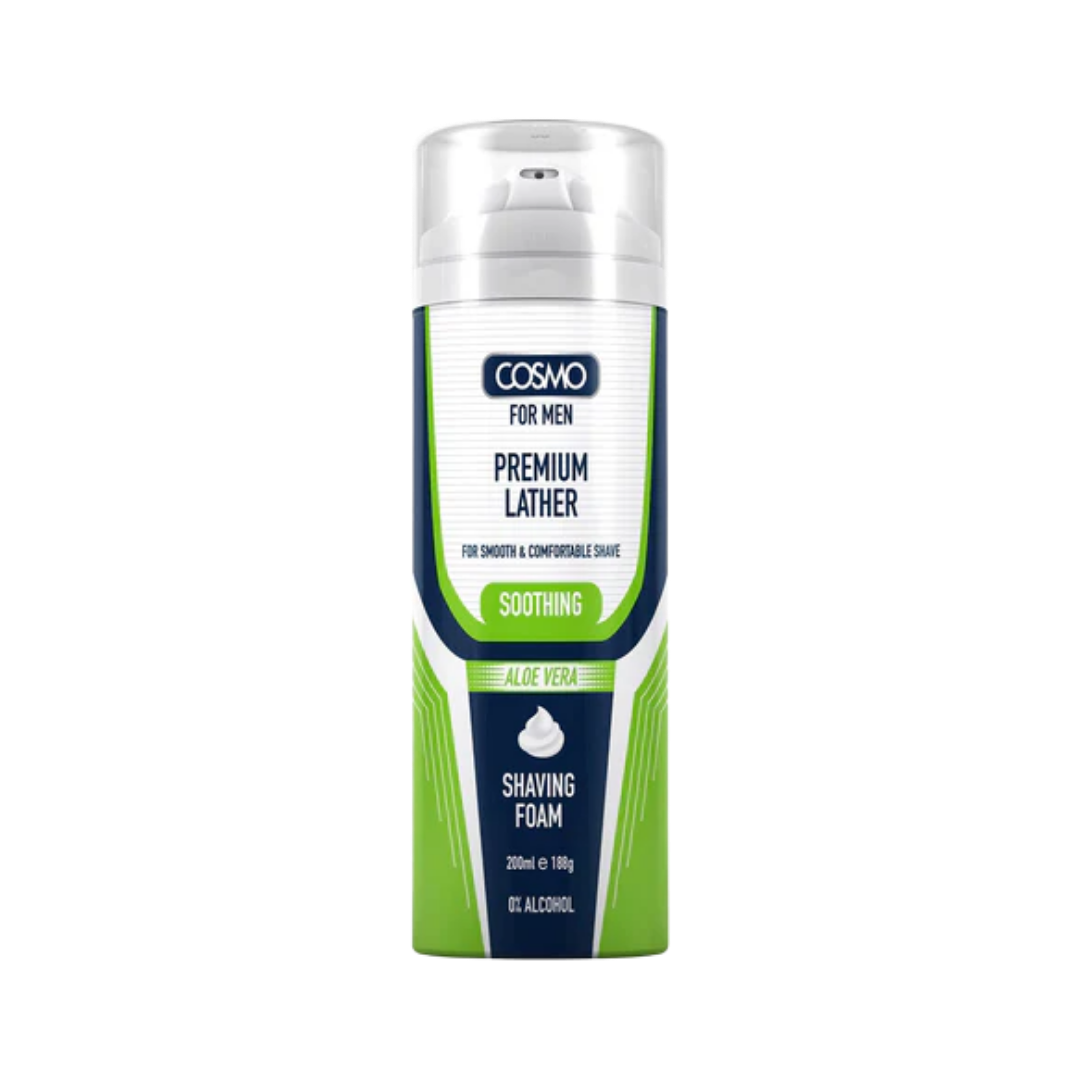 Cosmo For Men Premium Lather Soothing Shaving Foam - 200ml| كوزمو كريم حلاقة للرجال -200 مل