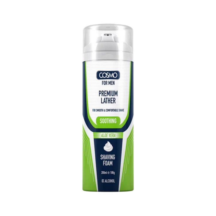Cosmo For Men Premium Lather Soothing Shaving Foam - 200ml| كوزمو كريم حلاقة للرجال -200 مل