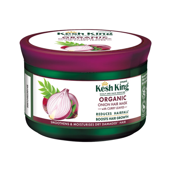Kesh King Organic Onion Hair Mask With Curry Leaves - 200ml | كيش كينغ ماسك العناية بالشعر الجاف والتالف بالبصل والكاري - 200 مل
