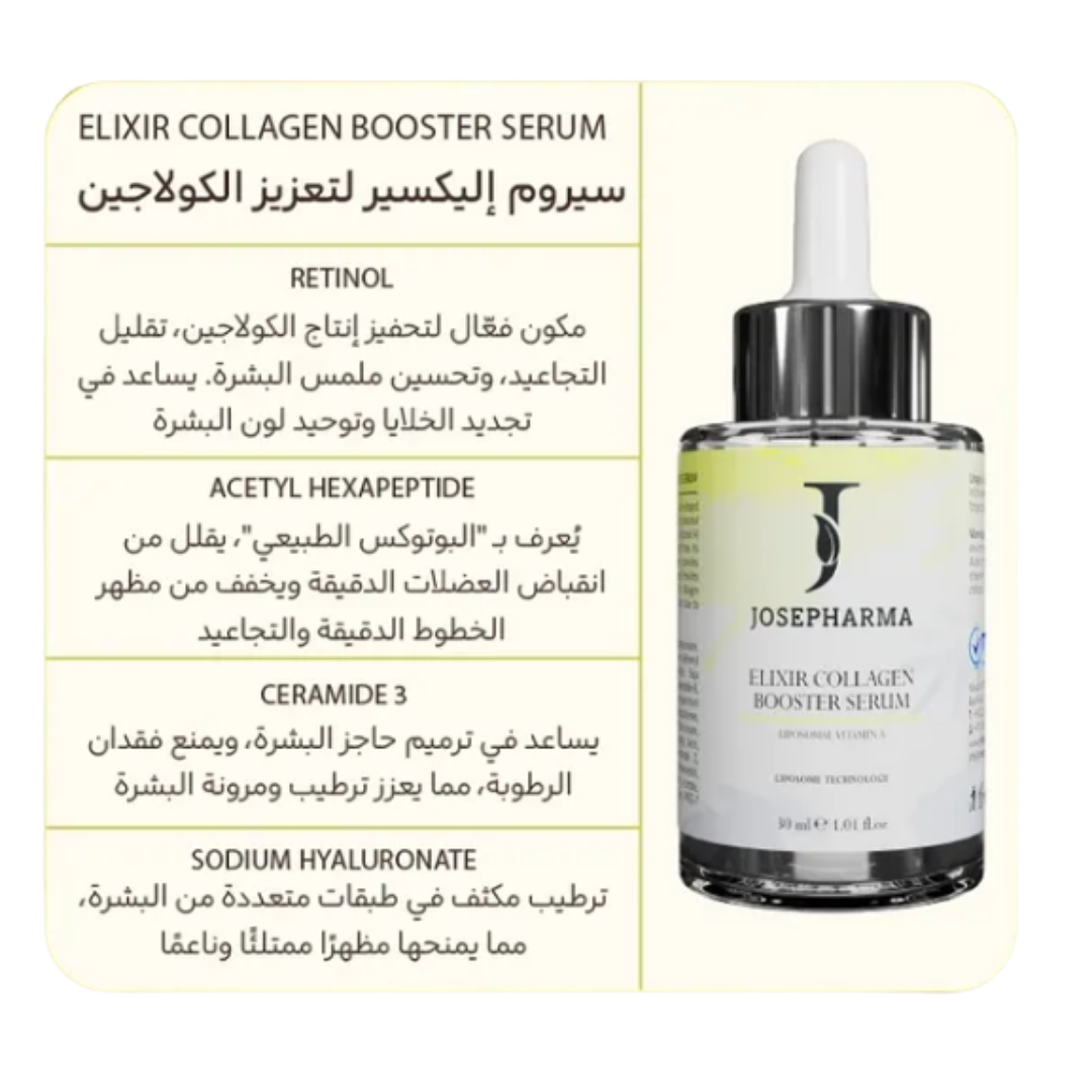 JOSEPHARMA Elixir Collagen Booster Serum - 30ml | جوزيف فارما سيروم تعزيز انتاج الكولاجين - 30 مل