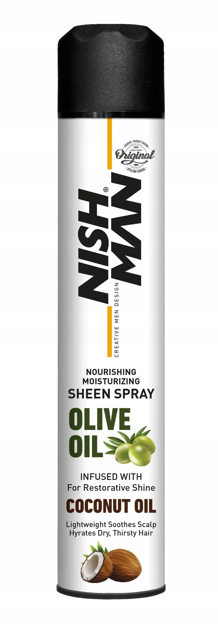 NISH MAN Olive Oil Coconut Oil Sheen Spray - 400ml| نايش مان بخاخ مرطب ومغذي للشعر-400مل
