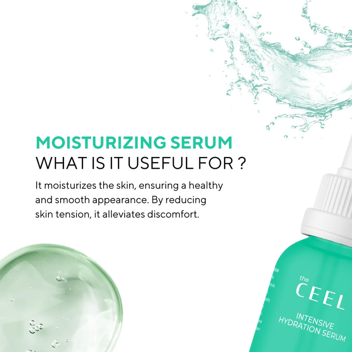 the CEEL Intensive Hydration Serum Hyaluronic Acid Vitamin B5 -30ml | ذا سيل سيروم ترطيب هيالورونيك اسيد و بانتينول - 30 مل
