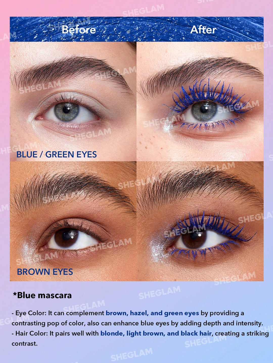 SHEGLAM All-In-One Volume & Length Mascara Waterproof - 4x2g | شيكلام ماسكارا مزدوجة الطرف لتكثيف و تطويل الرموش -  4x2 غرام
