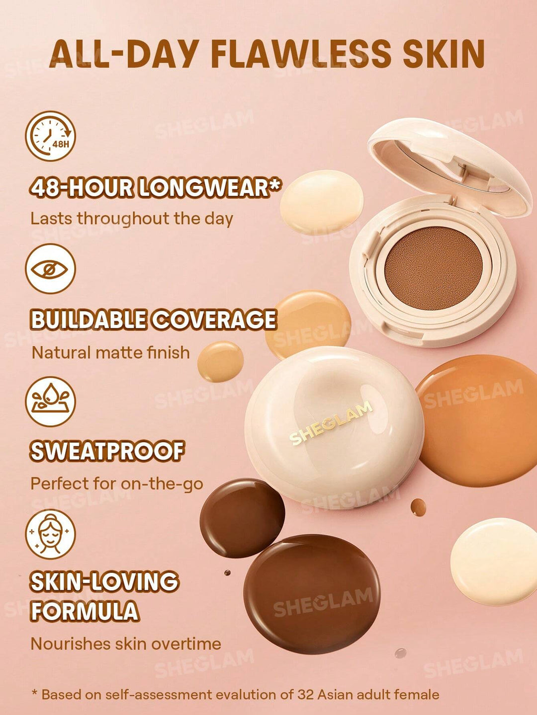 SHEGLAM Lock & Go Long Lasting Cushion Foundation Linen - 12 g | شيغلام فاونديشن بودرة كوشن - 12 غرام