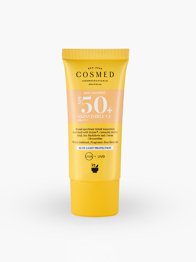 Cosmed Sun Essential Tinted Skinvisible CC Spf50 - 30ml | كوزميد كريم واقي شسمي سي سي مع لون spf50 - 30 مل