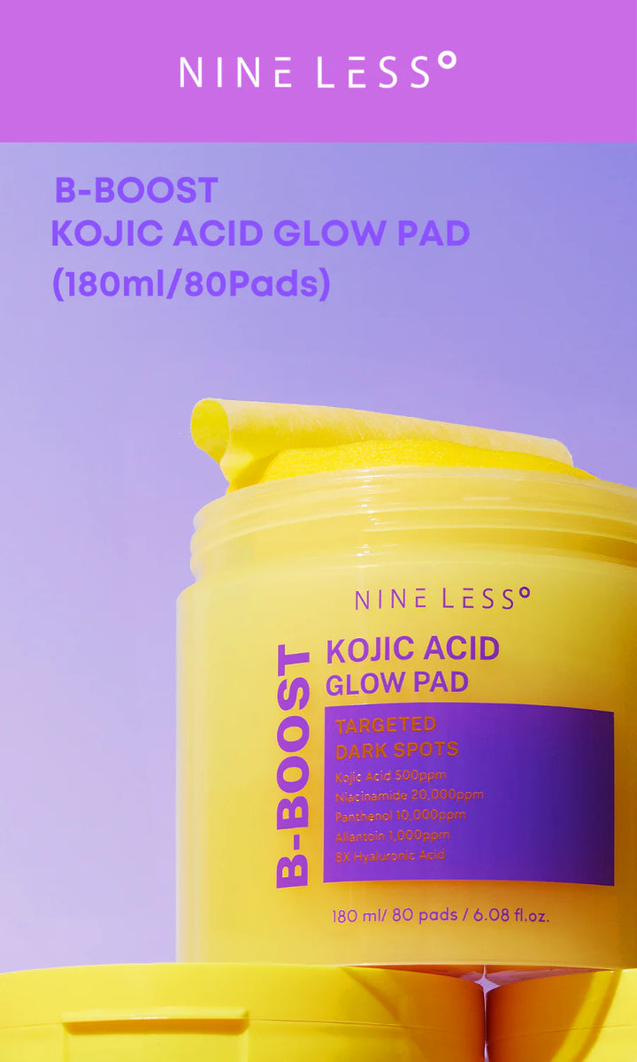 NINE LESS B-Boost Kojic Acid Glow Pad – 80pcs | ناين ليس اقراص الوجه كوجيك اسيد - 80 قرص