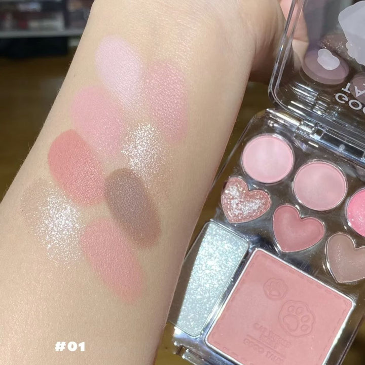 GOGO TALES Tales Stick Sweet Heart Powder Blusher Eyeshadow Palette  - 9.5g | جوجو تاليس باليت اي شادو وبلاش - 9.5 غ