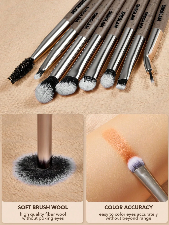 Sheglam Glam Fam Brush Set - Coffee Brown | شيكلام مجموعة فرش مكياج - (8 قطع)