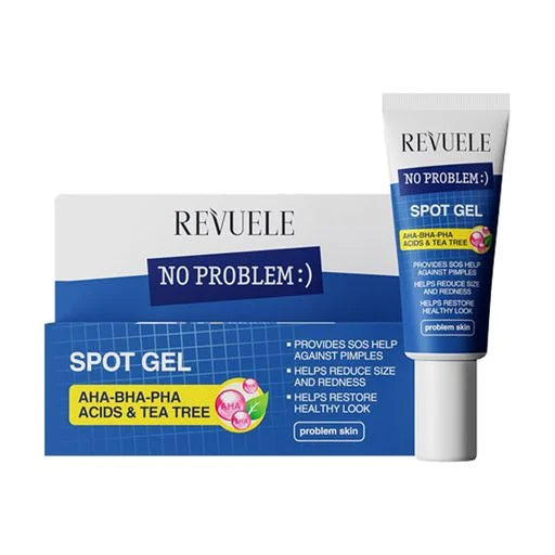 Revuele Spot Gel AHA-BHA-RHA acids and tea tree - 25ml | ريفويل جل موضعي لعلاج الحبوبو الشوائب بالأحماض و زيت شجرة الشاي - 25 مل