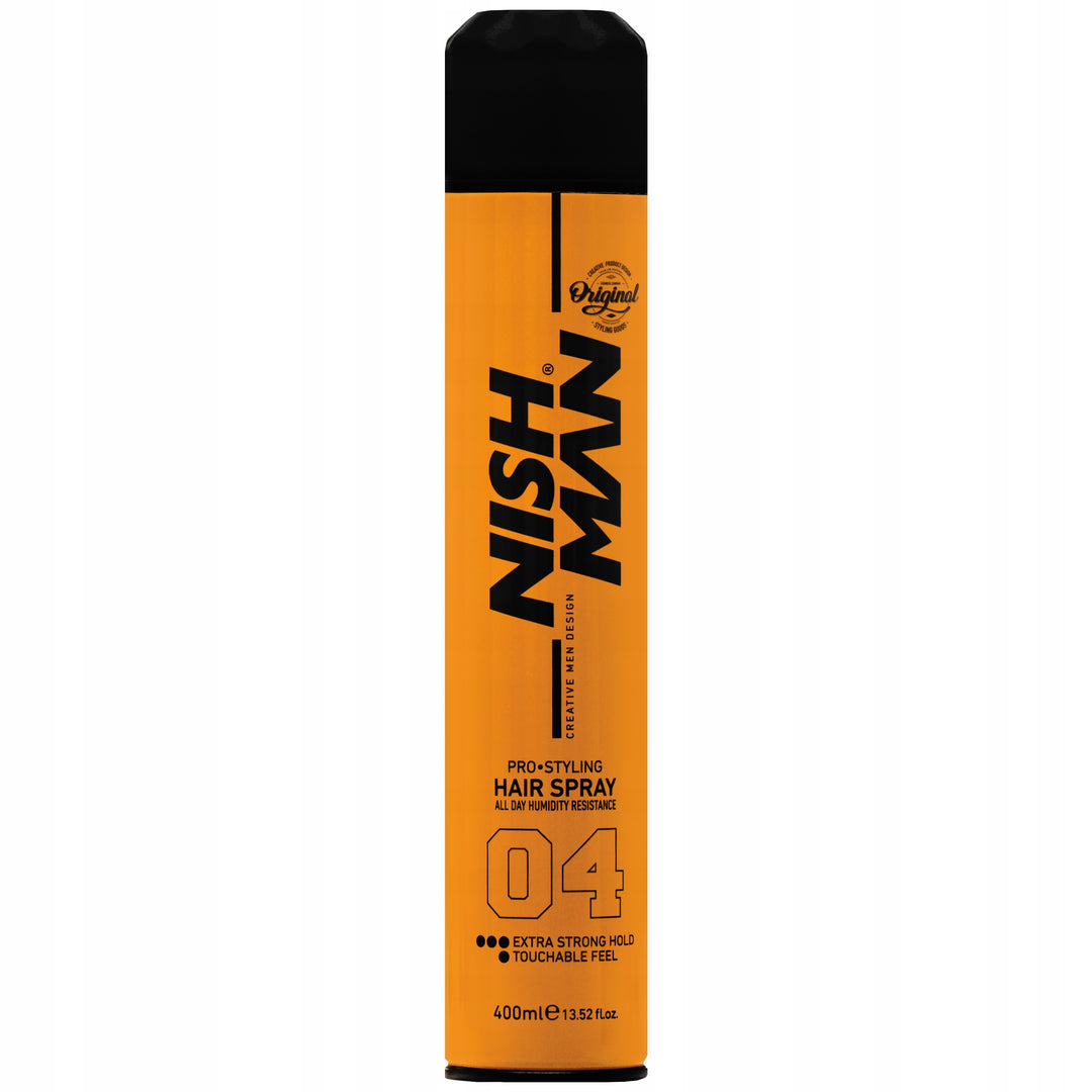NISH MAN Hair Spray Extra Strong Hold Touchable Feel - 400ml| نايش مان بخاخ تثبيت الشعر -400 مل