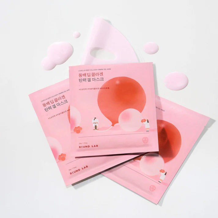ROUND LAB Camellia Deep Collagen Firming Gel Mask - 4pcs | راوند لاب ماسك للوجه بالكولاجين والكاميليا - 4 قطع