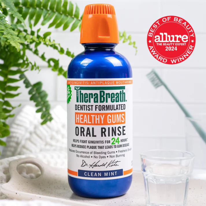 TheraBreath Healthy Gums Oral Rinse Clean Mint - 473ml | ثيرا بريث غسول للفم بالنعناع - 473 مل