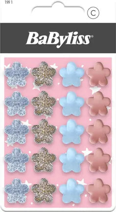 BaByliss Mini Flower-shaped Clips Kids - 20pcs | بيبي ليس مجموعة مشابك شعر زهرة - 20 قطعة