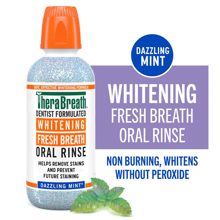 TheraBreath Whitening Fresh Breath Oral Rinse Dazzling Mint - 473ml | ثيرا بريث غسول للفم ومبيض للأسنان - 473 مل