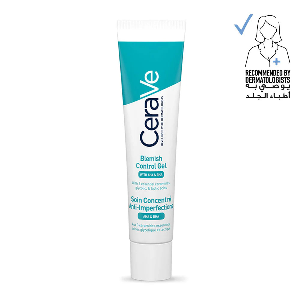 CeraVe Blemish Control Gel Facial Moisturiser For Acne & Blemishes with Glycolic Acid and Lactic Acid AHA/BHA - 40ml | سيرافي علاج لحب الشباب - 40 مل