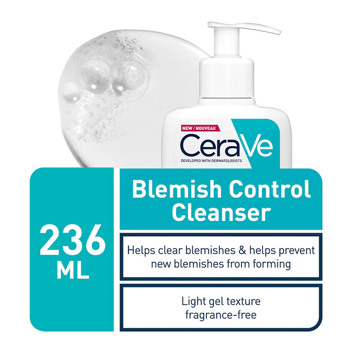 CeraVe Blemish Control Cleanser Face Wash For Acne & Blemish Prone Skin with 2% Salicylic Acid, Niacinamide and Ceramides -236ml | سيرافي غسول لحب الشباب - 236 مل