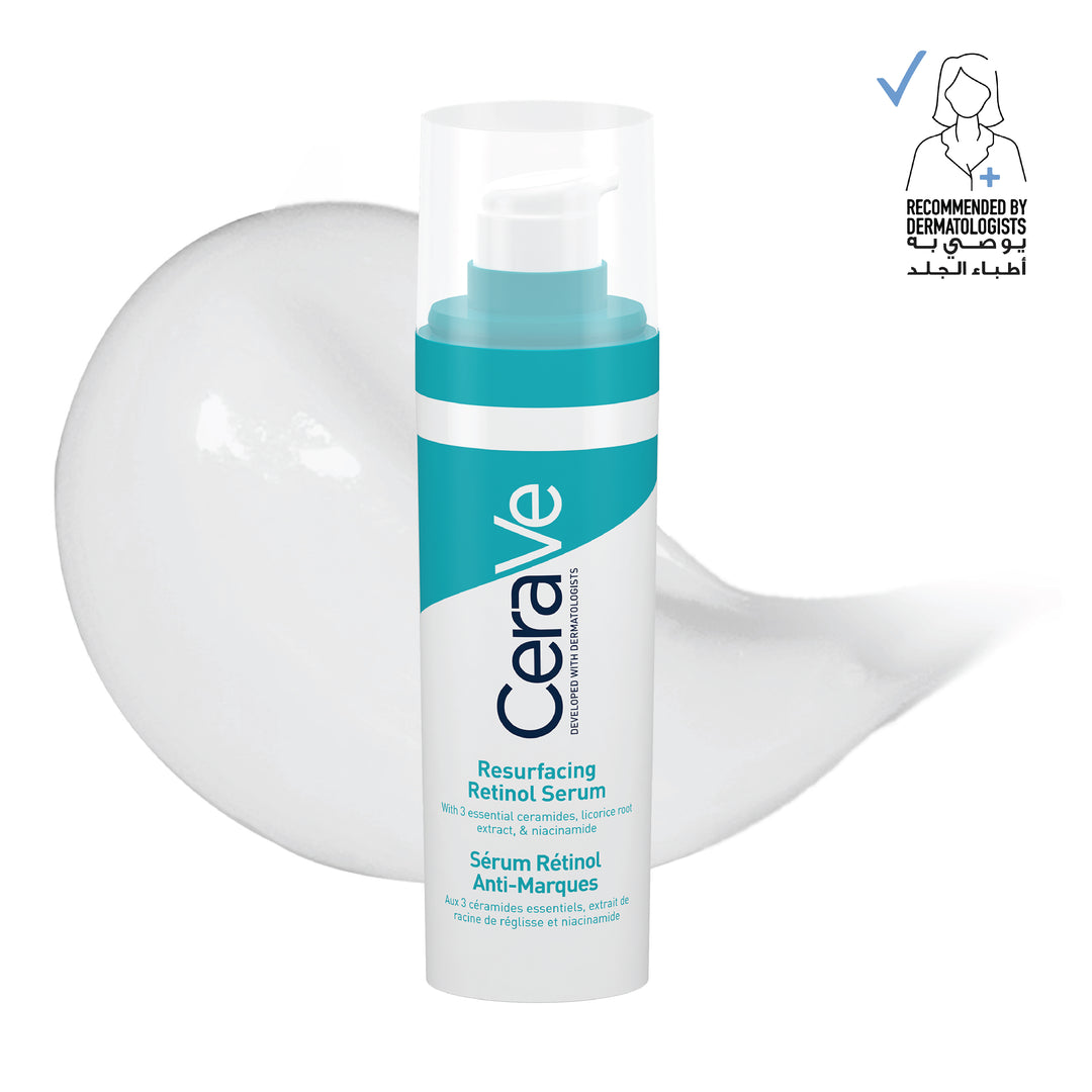 CERAVE RESURFACING RETINOL SERUM TO REDUCE THE APPEARANCE OF POST-ACNE MARKS AND PORES WITH RETINOL, LICORICE ROOT EXTRACT & NIACINAMIDE - 30ml | سيرافي سيروم ريتنول - 30 مل