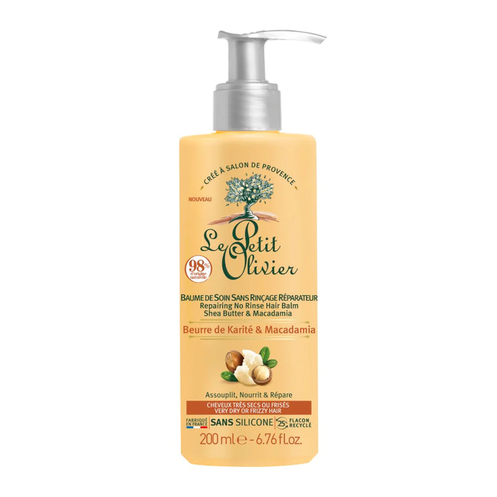 Le Petit Olivier No-Rinse Skin Care Balm Repairing Care Shea & Macadamia Butter, Very dry or frizzy hair - 200ml | لو بيتي أوليفييه كريم مرمم للشعر الجاف جداً او المجعد بزبدة الشيا و المكاديميا - 200 مل