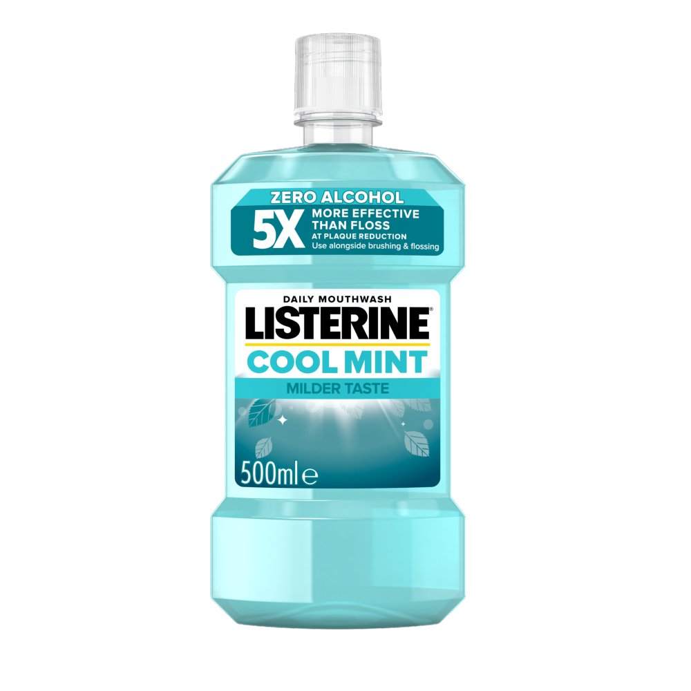 LISTERINE Essentials Milder Taste Cool Mint Mouthwash - 500ml | ليسترين غسول للفم بنكهة النعناع الخفيفة - 500 مل