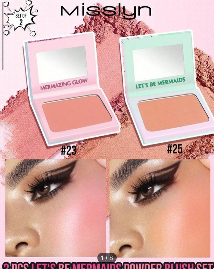 Misslyn Lets Be Mermaids Strobing Powder + Mermazing Glow Strobing Cream - 6x6g | - 6x6 غرام غرام ميسلين مجموعة بلاش للخدود -