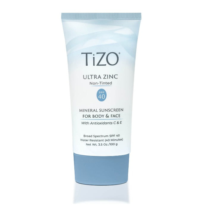 TIZO Ultra Zinc Body & Face Sunscreen Non-Tinted Spf40 - 100g | تايزو واقي شمسي فيزيائي غير ملون SPF40 - 100 غرام