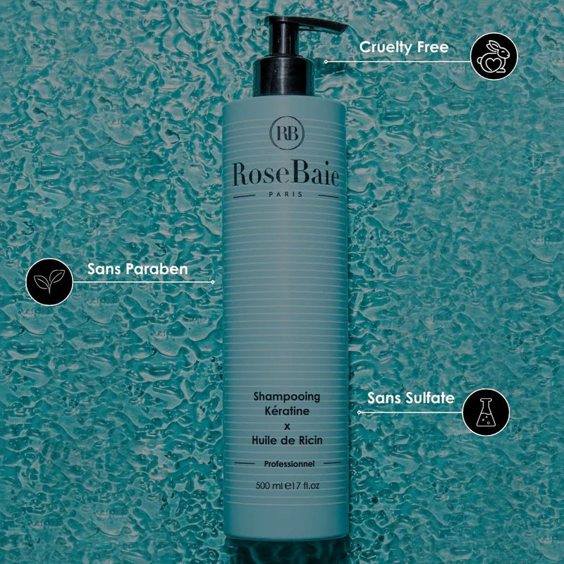 RoseBaie Shampoo Keratin & Castor Oil - 500ml | روزباي شامبو بزيت الخروع و الكيراتين - 500 مل