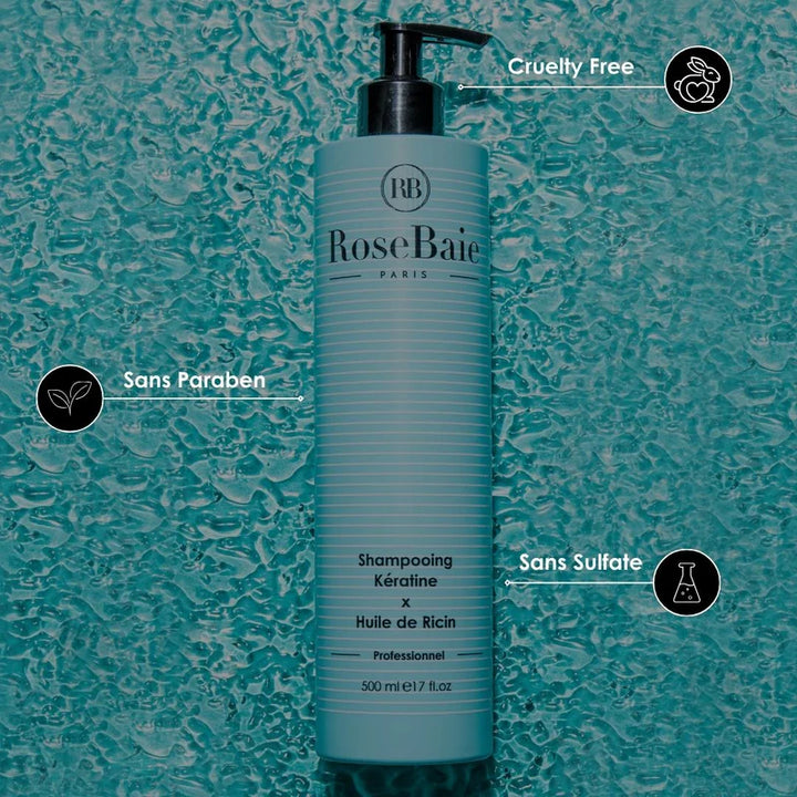 RoseBaie Shampoo Keratin & Castor Oil - 500ml | روزباي شامبو بزيت الخروع و الكيراتين - 500 مل