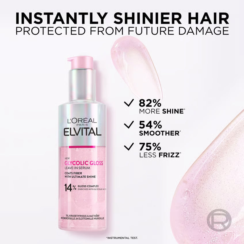 L'Oréal Paris Elseve Glycolic Gloss Leave-in Serum - 150ml| لوريال ليف ان وسيروم  للشغر الباهت -150 مل