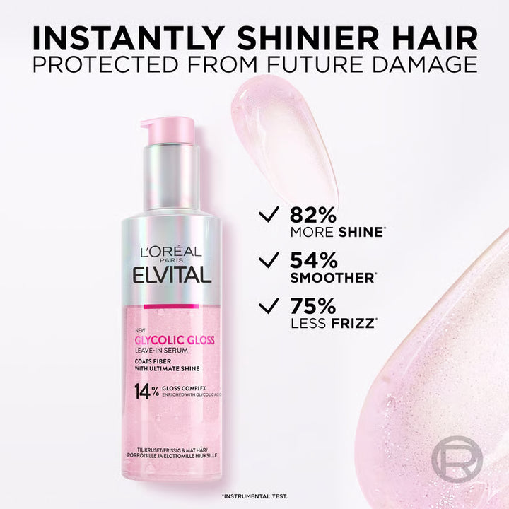 L'Oréal Paris Elseve Glycolic Gloss Leave-in Serum - 150ml| لوريال ليف ان وسيروم  للشغر الباهت -150 مل