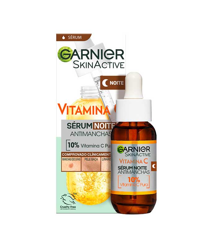 Garnier Skin Active Anti-dark spots night serum 10% vitamin C and hyaluronic acid - 30ml | مصل ليلي مضاد للبقع الداكنة  10% فيتامين سي وحمض الهيالورونيك - 30 مل
