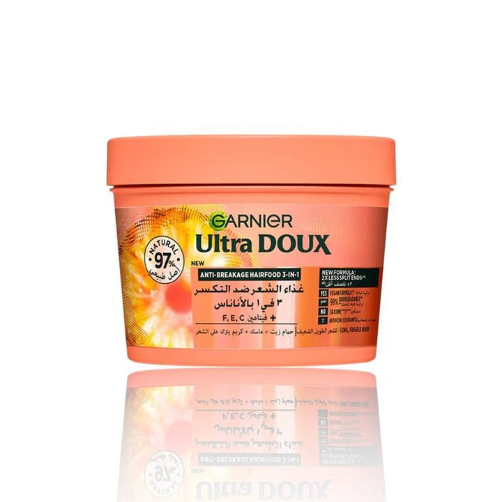 Garnier Ultra Doux Anti- Breakage Hairfood 3- In-1 - 390ml | غارنييه الترا دو علاج للشعر المتضرر - 390 مل