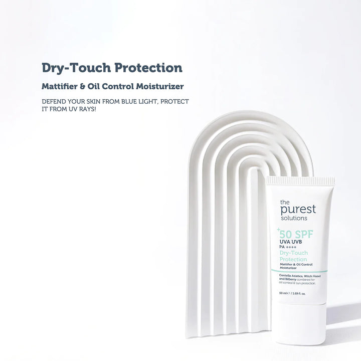The purest Solutions SPF 50 Dry Touch Protection - 50 ml | ذا بيوريست واقي شمسي دراي توتش بعامل حماية 50 ٪؜ - 50 مل