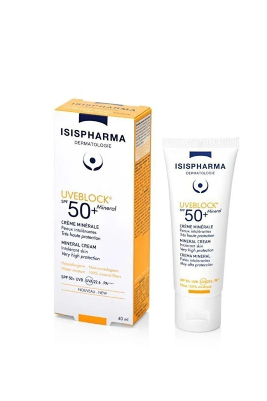ISIS PHARMA UVEBLOCK INVISIBLE MINERAL CREAM SPF50+ - 40ML | ايزيس فارما كريم واقي شمسي معدني spf50+ - 40 مل