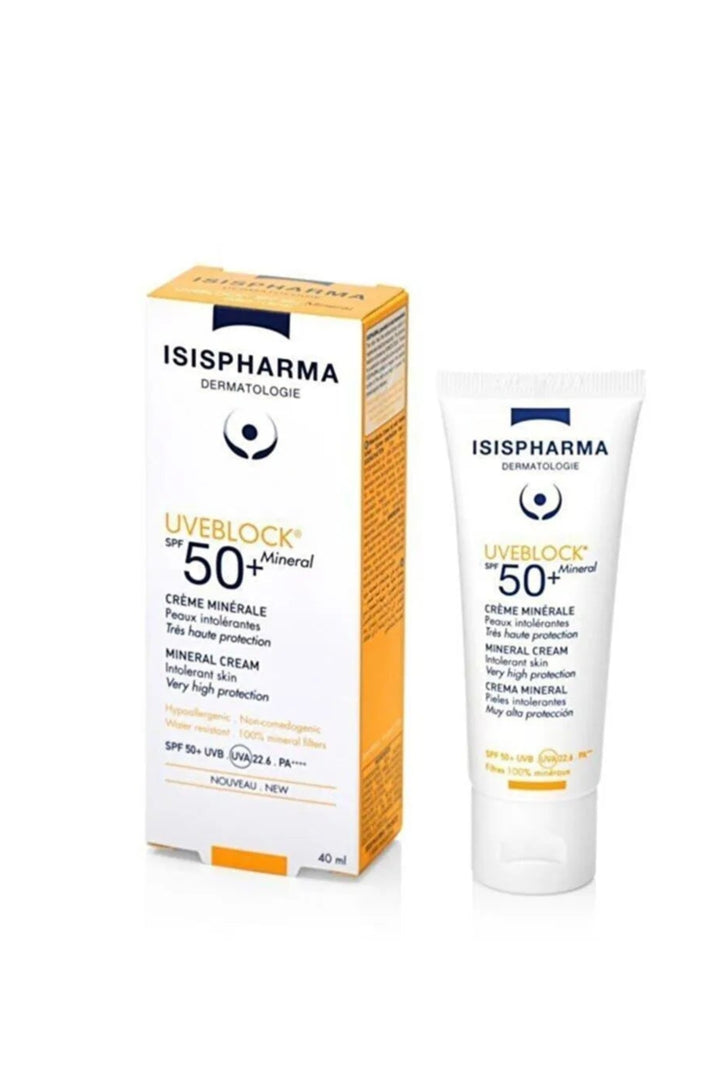 ISIS PHARMA UVEBLOCK INVISIBLE MINERAL CREAM SPF50+ - 40ML | ايزيس فارما كريم واقي شمسي معدني spf50+ - 40 مل