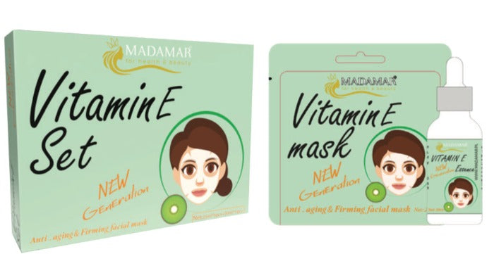 MADAMAR Vitamin E Set - 5Pcs*25ml + 1Pcs*30ml | مادامار مجموعة فيتامين اي - 5 قطع * 25 مل + قطعة * 30 مل