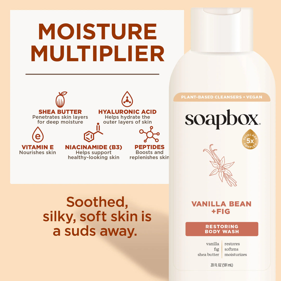 Soapbox  Body Wash Vanilla Bean & Fig - 591ml | سوب بوكس جل الاستحمام بالفانيلا والتين - 591 مل