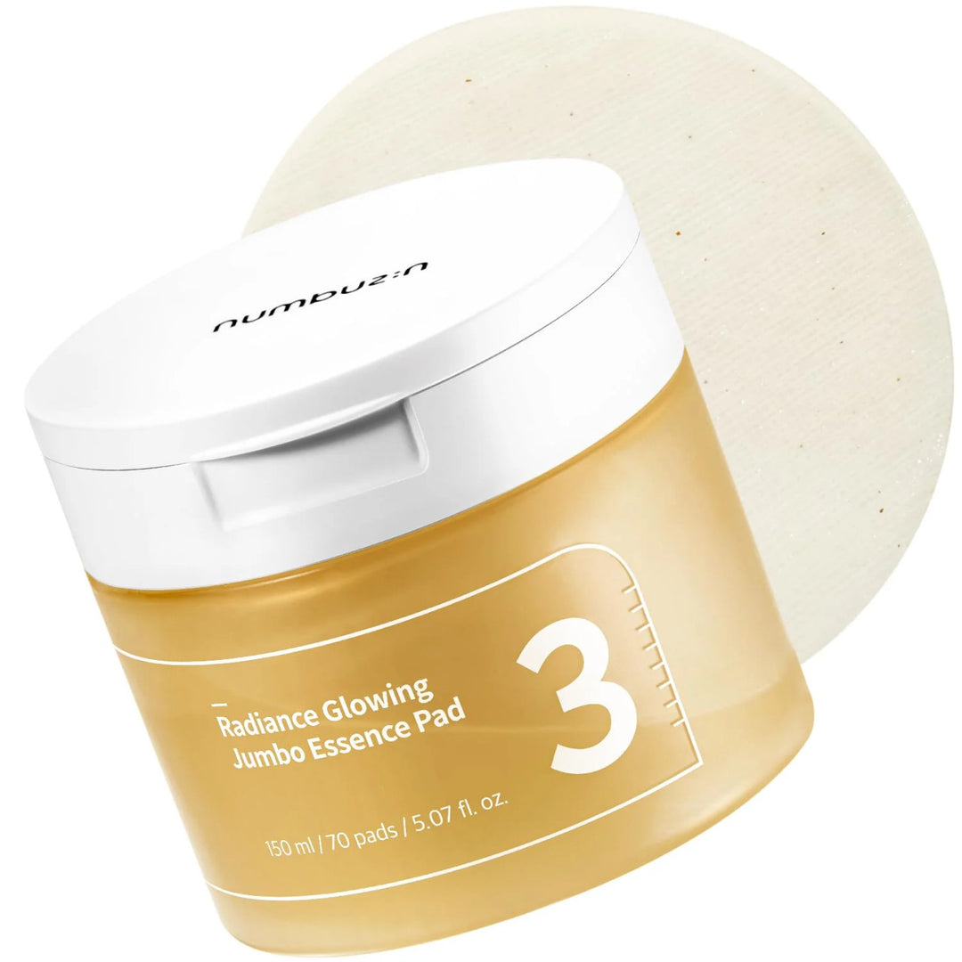 Numbuzin No.3 Radiance Glowing Jumbo Essence Pad - 150ml | نمبوزين مناديل ايسنس لاضاءة البشرة الحساسة - 150 مل