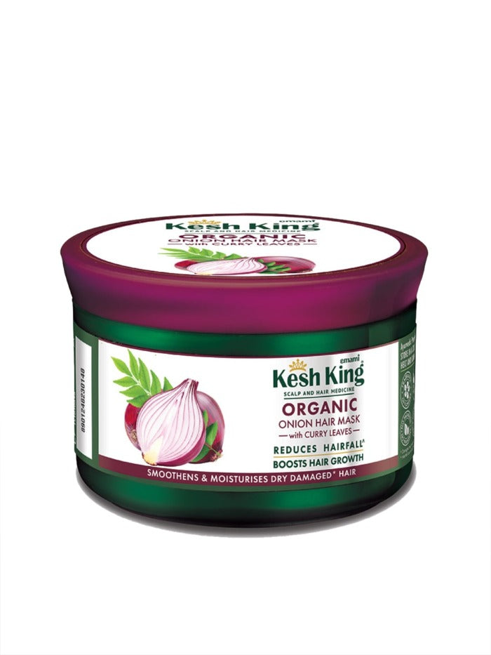 Kesh King Organic Onion Hair Mask With Curry Leaves - 200ml | كيش كينغ ماسك العناية بالشعر الجاف والتالف بالبصل والكاري - 200 مل