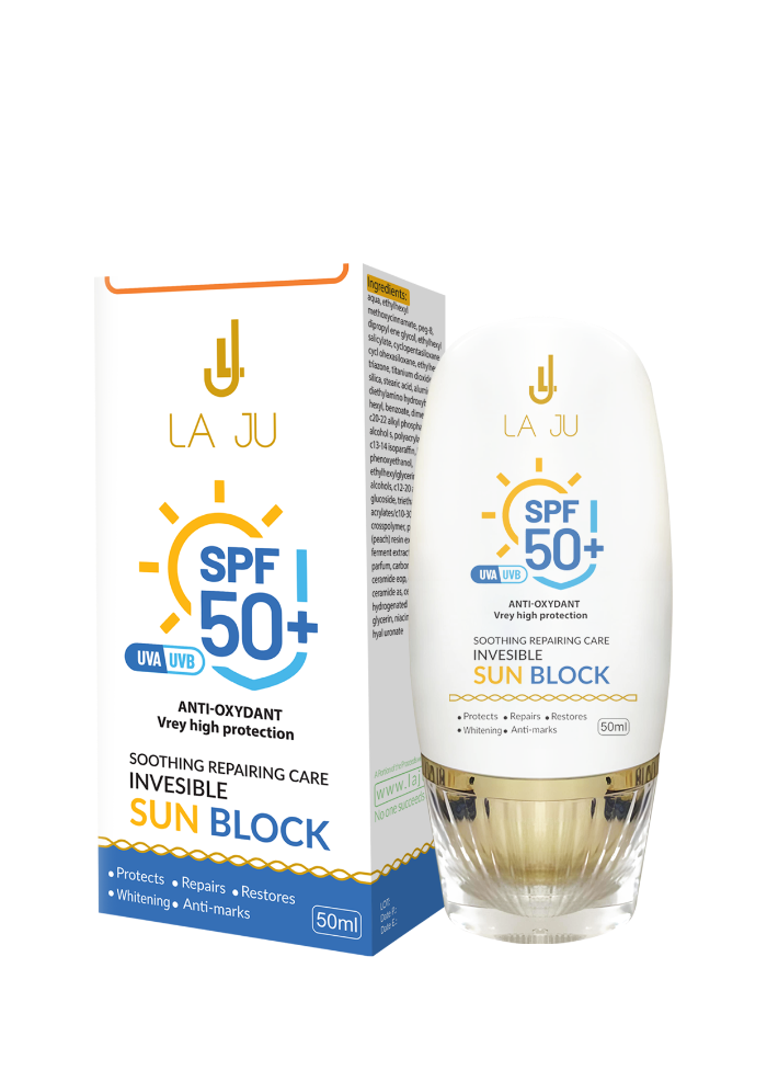 LA JU Soothing Repairing Care Invisible Sun Block - 50ml | لا جو كريم واقي شمسي مهدئ و مرمم - 50 مل