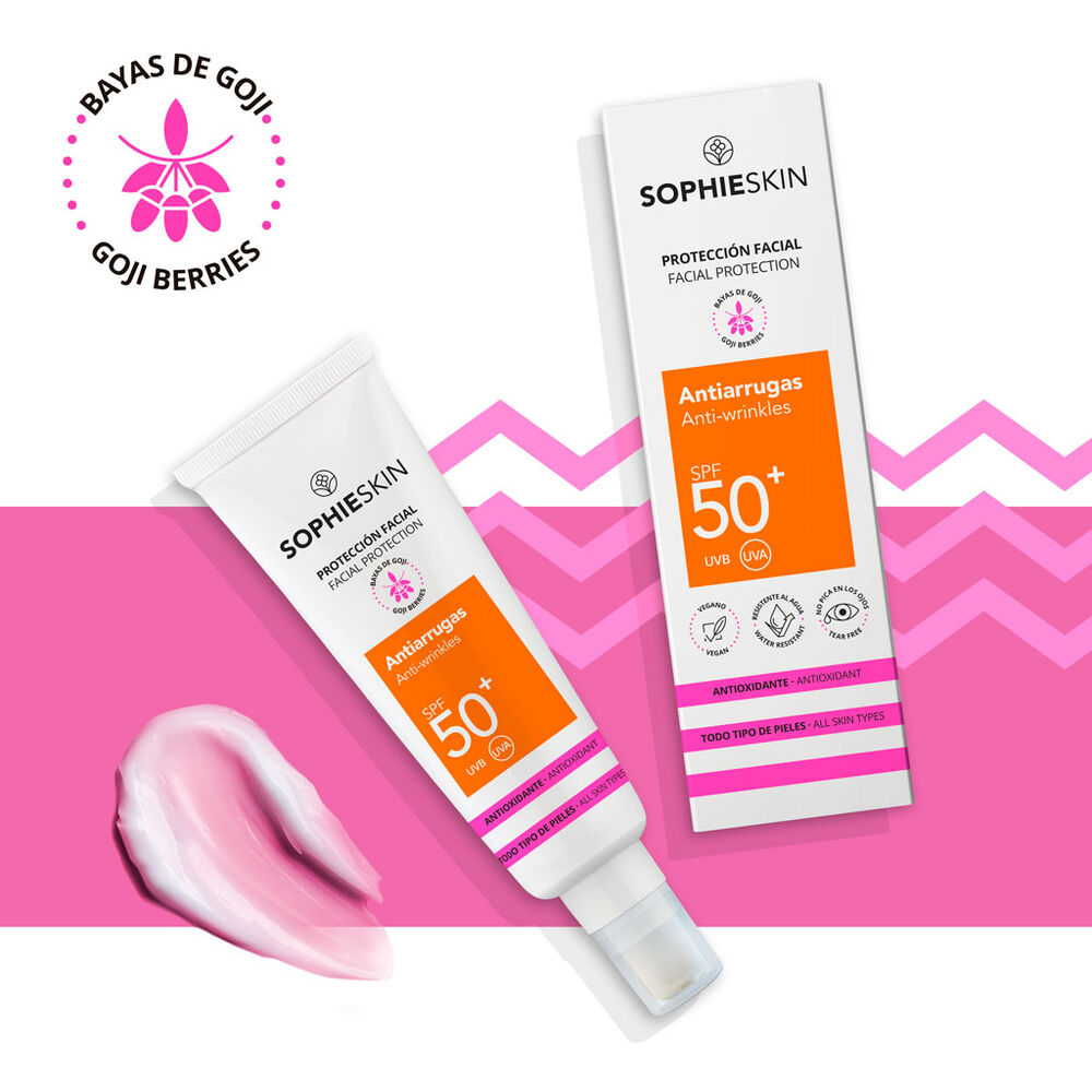 Sophieskin Anti-wrinkle facial sunscreen SPF50 - 50ml | سوفي سكن كريم واقي شمسي مضاد للتجاعيد - 50 مل